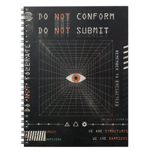 The Watcher - Techno-Brutalist Streetwear Design Notizblock (Vorderseite)