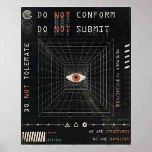 The Watcher - Techno-Brutalist Streetwear Design Poster