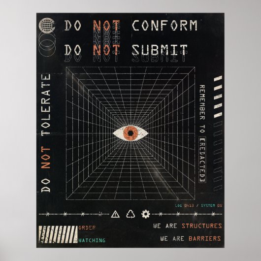 The Watcher - Techno-Brutalist Streetwear Design Poster (Vorne)