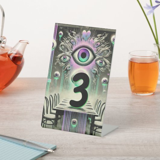 👁️ "The Watchful Table" Weirdcore-Tischnummer 👁 Sockelschild (In SItu)