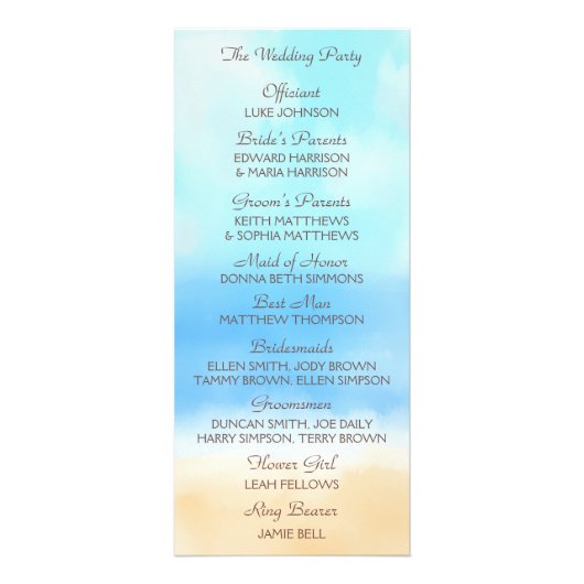 The Watercolor Beach Wedding Collection - Programm (Hinten)