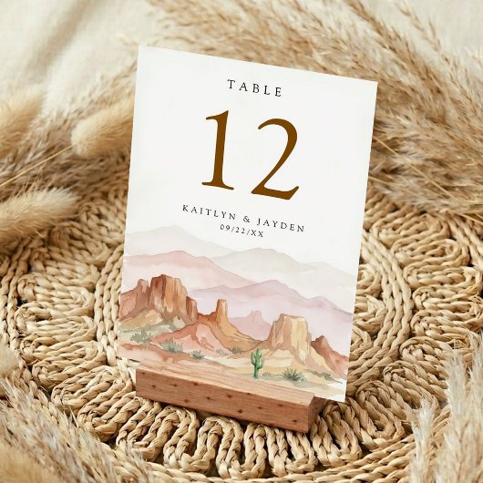 The Watercolor Desert Range Hochzeitssuite - Tischnummer
