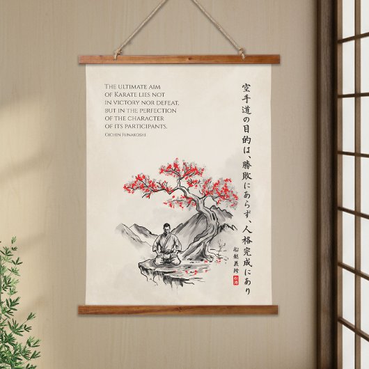 The Way of Karate - Wisdom of Gichin Funakoshi Wandteppich Mit Holzrahmen