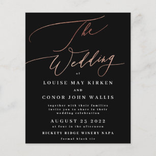 The Wedding Budget Rose Gold Onyx Elegante einlade Flyer