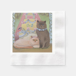 The Wedding Cats Personalize Initials Set of Serviette