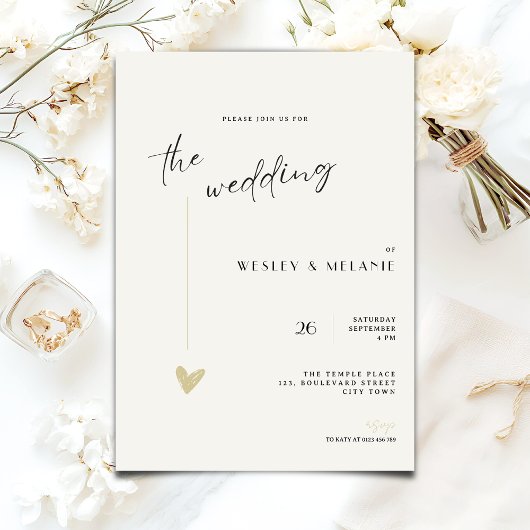 The wedding Invitation - Minimalist Black and Gold Einladung