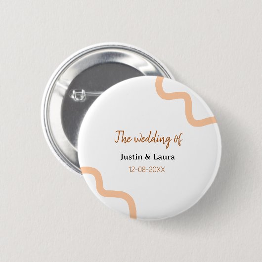 The wedding of add bride groom name date peach button (Vorne & Hinten)