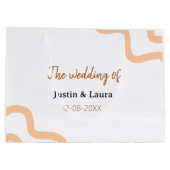 The wedding of add bride groom name date peach große geschenktüte (Rückseite)
