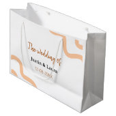The wedding of add bride groom name date peach große geschenktüte (Vorderseite Schrägansicht)
