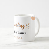 The wedding of add bride groom name date peach kaffeetasse (VorderseiteRechts)
