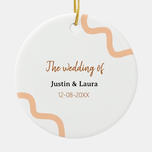 The wedding of add bride groom name date peach keramik ornament (Vorne)