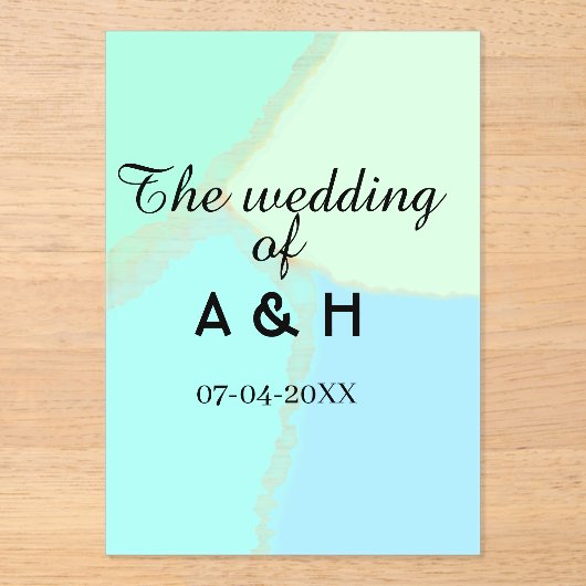 The wedding of add couple name initial letter date acryleinladungen (Vorderseite)