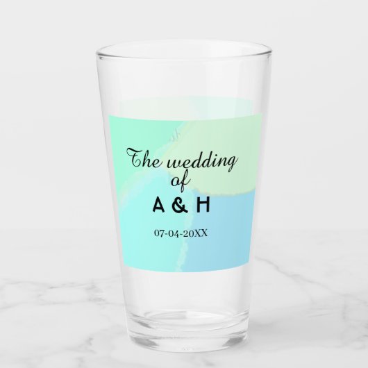 The wedding of add couple name initial letter date glas (Vorderseite)