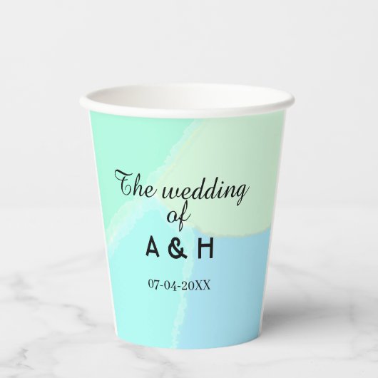 The wedding of add couple name initial letter date pappbecher (Vorderseite)