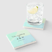 The wedding of add couple name initial letter date steinuntersetzer (Seitenansicht)