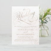 The Wedding Of Gold & Beige Texture Wedding Einladung (Stehend Vorderseite)