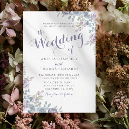 The Wedding Of Purple & Blue Floral Wedding Invita Einladung