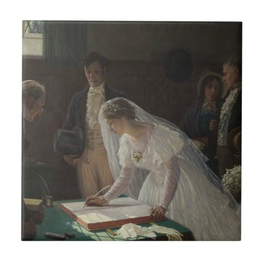 The Wedding Register (von Edmund Blair Leighton) Fliese (Vorderseite)