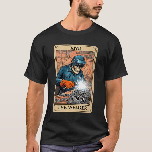 The Welder Welding Tarot Card Skeleton Funny Metal T-Shirt (Vorderseite)