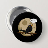 The Werebird - Blackbird Howling at the Moon Comic Button (Vorne & Hinten)