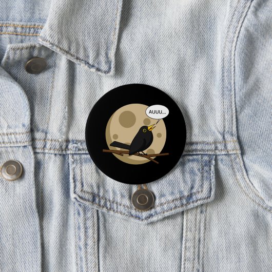 The Werebird - Blackbird Howling at the Moon Comic Button (Beispiel)