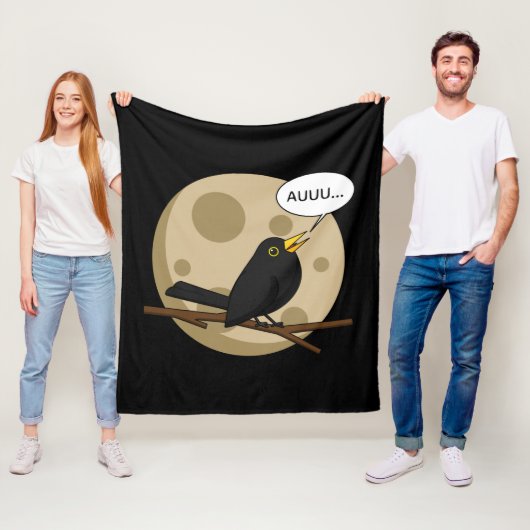 The Werebird - Blackbird Howling at the Moon Comic Fleecedecke (Beispiel)