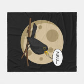 The Werebird - Blackbird Howling at the Moon Comic Fleecedecke (Vorderseite (Horizontal))
