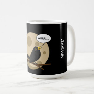 The Werebird - Blackbird Howling at the Moon Comic Kaffeetasse