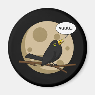 The Werebird - Blackbird Howling at the Moon Comic Magnet