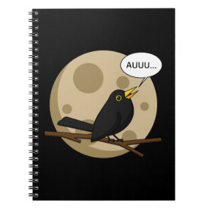 The Werebird - Blackbird Howling at the Moon Comic Notizblock