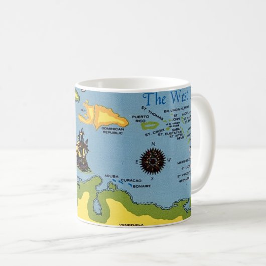 The West Indies Map  Kaffeetasse (VorderseiteRechts)