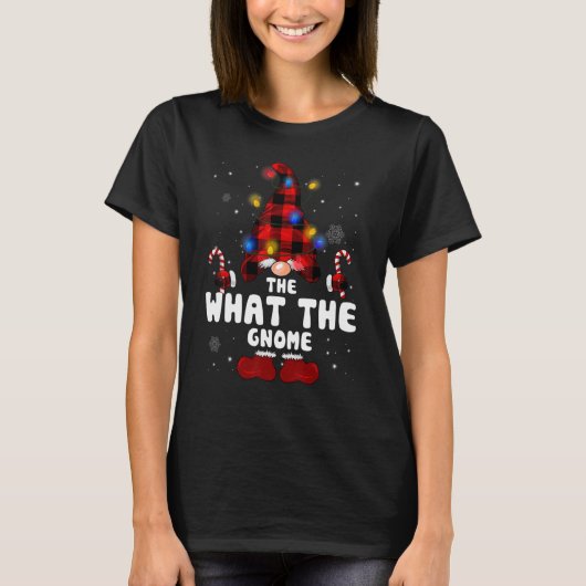 The What The Gnome Buffalo Plaid Christmas Tree Li T-Shirt (Vorderseite)