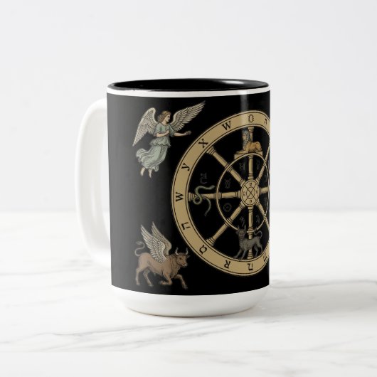 The Wheel of Fortune Tarot Zweifarbige Tasse (Vorderseite Links)