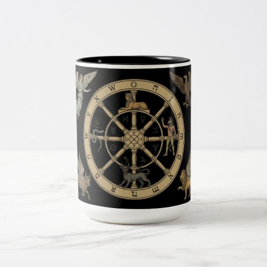 The Wheel of Fortune Tarot Zweifarbige Tasse (Mittel)