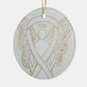 The White Awareness Ribbon Angel Custom Art Orname Keramikornament (Links)