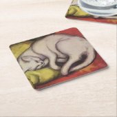 "The White Cat" von Franz Marc Rechteckiger Pappuntersetzer (angewinkelt)