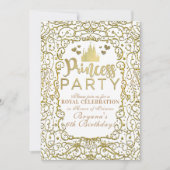 The White & Gold Royal Burg PRINCESS PARTY Geburts Einladung (Vorderseite)