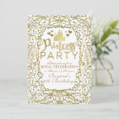 The White & Gold Royal Burg PRINCESS PARTY Geburts Einladung (Stehend Vorderseite)