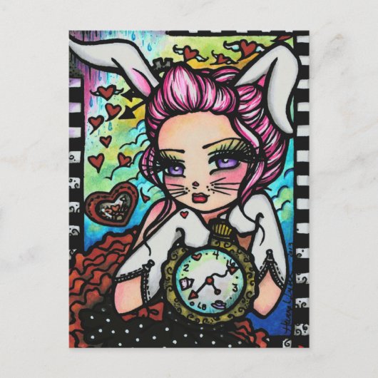 The White Rabbit Alice Fairy Fantasy Art Girl Postkarte (Vorderseite)
