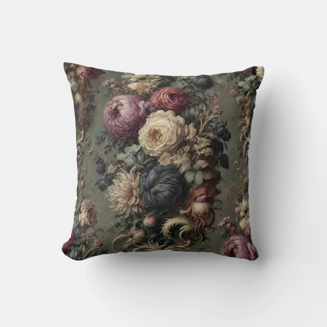 The Wild Vigil - Gothic Floral Pillow Kissen (Vorderseite)