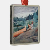 The Wilderness Guide (von Winslow Homer) Ornament Aus Metall (Rechts)