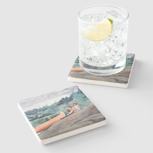 The Wilderness Guide (von Winslow Homer) Steinuntersetzer (Seitenansicht)