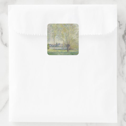The Willows Claude Monet 1880 Quadratischer Aufkleber (Tasche)