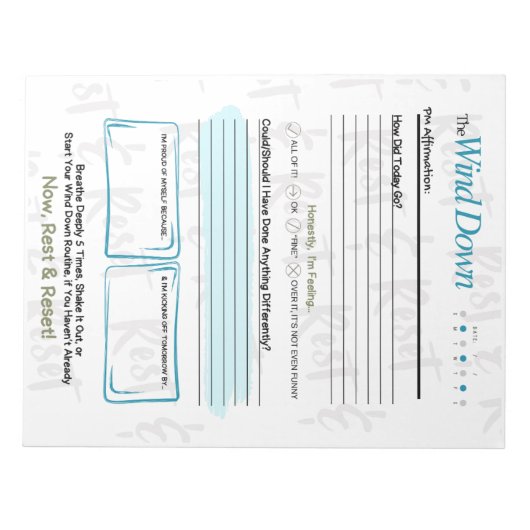 The WIND DOWN – 5-Minute Evening Journal Notepad Notizblock (Vorderseite)