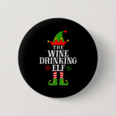 The Wine Drinking Elf Funny Matching Family Christ Button (Vorderseite)