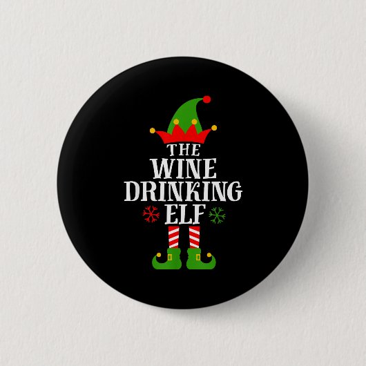 The Wine Drinking Elf Funny Matching Family Christ Button (Vorderseite)