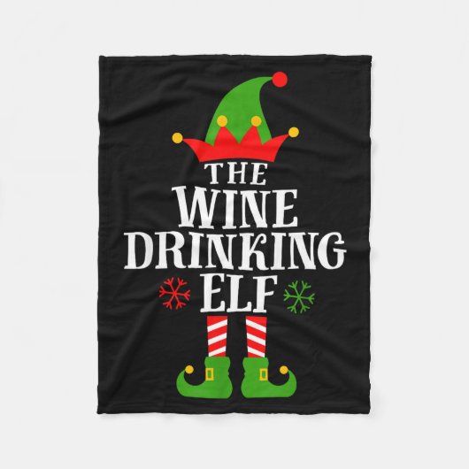 The Wine Drinking Elf Funny Matching Family Christ Fleecedecke (Vorderseite)