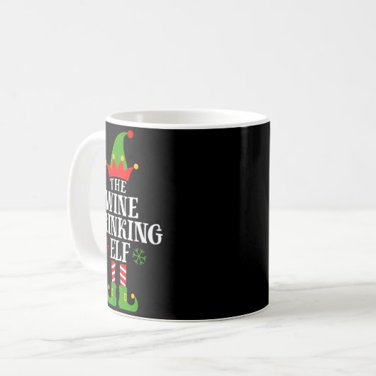 The Wine Drinking Elf Funny Matching Family Christ Kaffeetasse (Vorderseite Links)