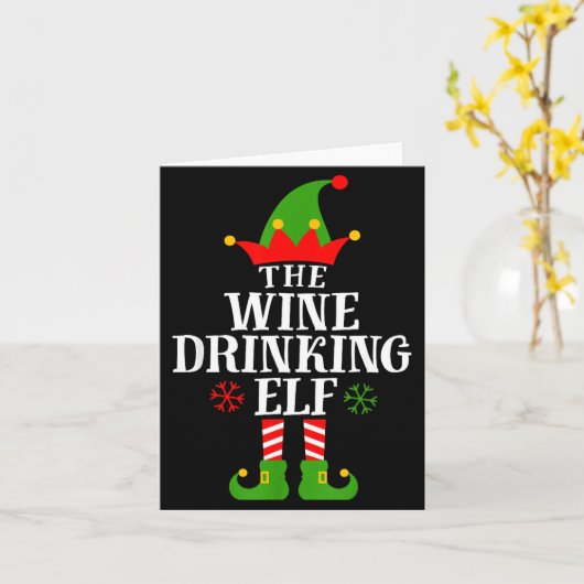 The Wine Drinking Elf Funny Matching Family Christ Karte (Gelbe Blume)