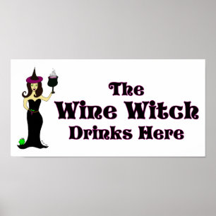 "The Wine Hexe Drinks Here" Halloween Bar Poster